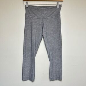 Lululemon Crop Leggings Womens 4 High Waist Athletic Yoga Pants Heathered Gray‎